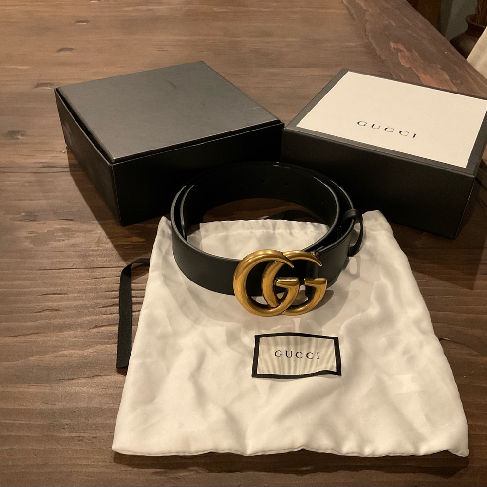 Gucci Black Belt with Gold Buckle